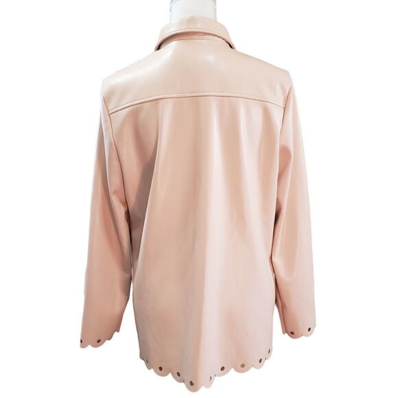 Marc New York Faux Leather Laser Cut LS Button Down Top SMALL - Picture 5 of 15